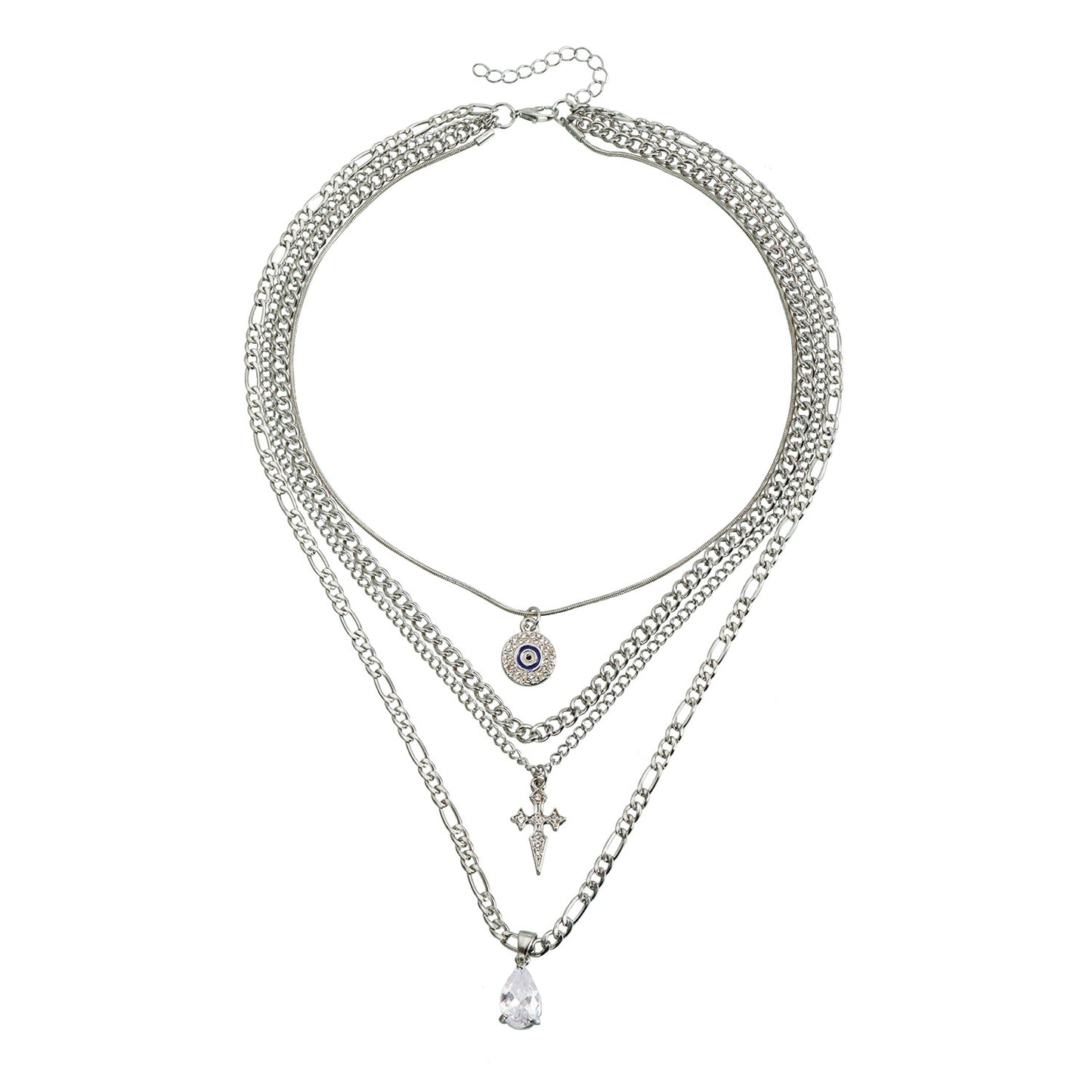 Gothic Geometric Cross Teardrop Alloy Plated Necklace for Women