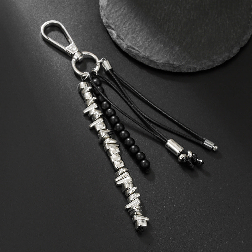 Streetwear Geometric Hematite Beaded Key Chain Zinc Alloy Men's Bag Charm