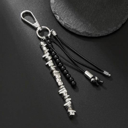Streetwear Geometric Hematite Beaded Key Chain Zinc Alloy Men's Bag Charm