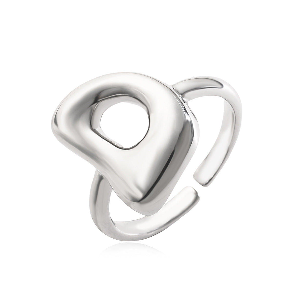 Minimalist Geometric Copper Ring with Real Gold Plating Featuring Alphabet Letters for Women