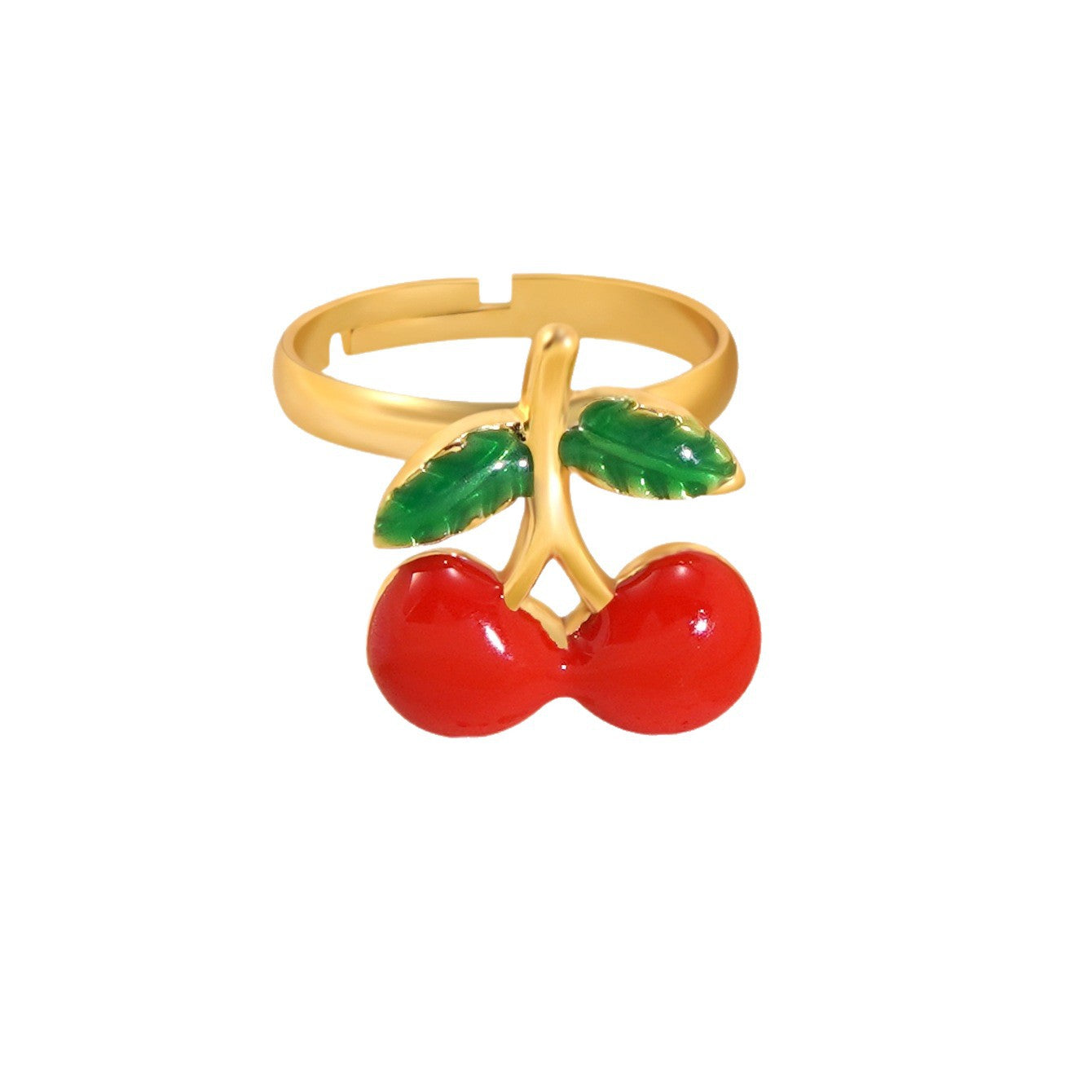 Sweet Drip Oil Stainless Steel Cherry Ring for Women