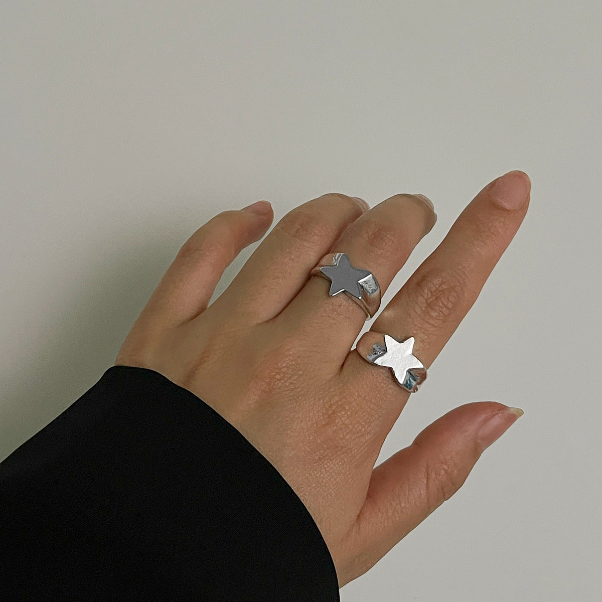 Minimalist Geometric Star Letter Alloy Plated Ring for Women