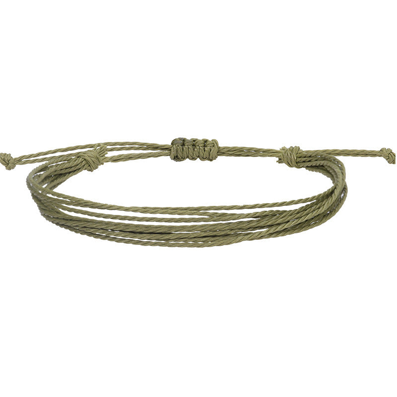 Bohemian Sweet Handmade Braided Wax Cord Bracelet U Shape Unisex Lucky Charm