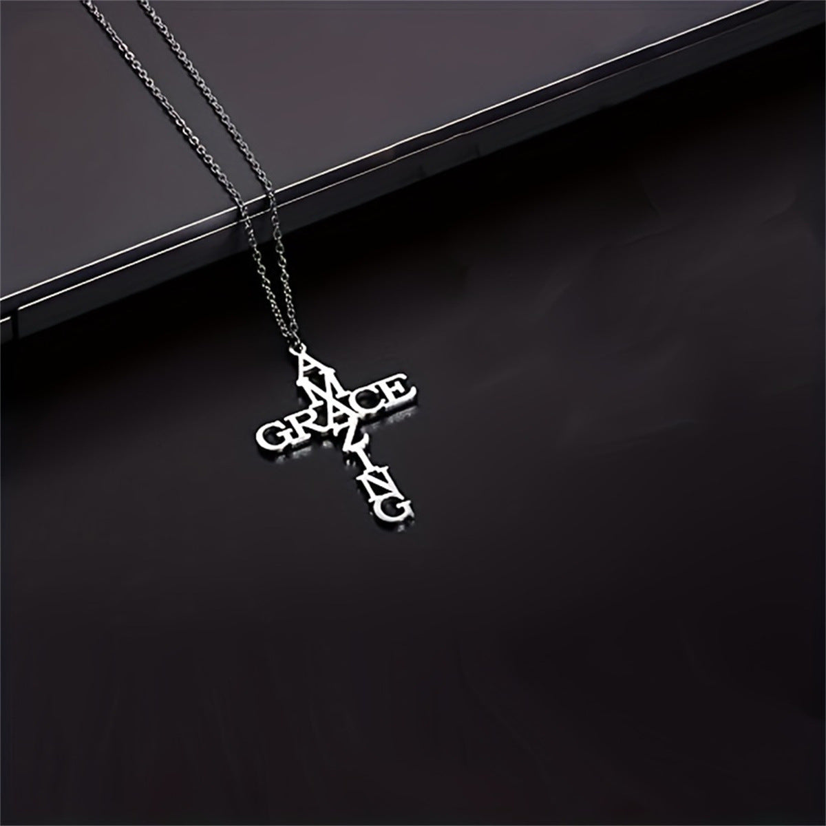 Geometric Cross Necklace in Stainless Steel with Plated Finish for Christmas Wedding Anniversary Jewelry Gift