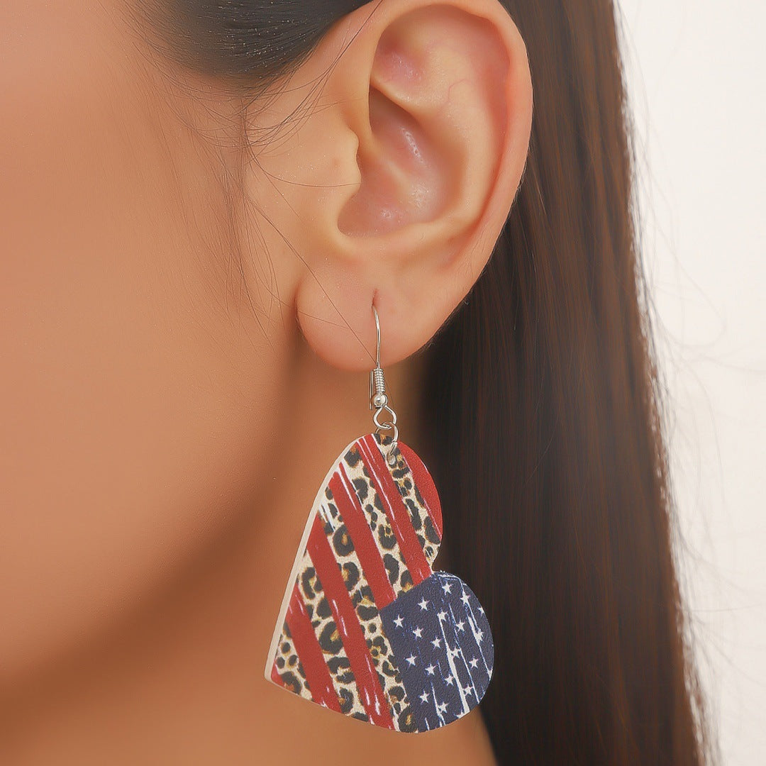 Striped Star Butterfly Heart Geometric Rhinestone Inlay Alloy Earrings Unisex