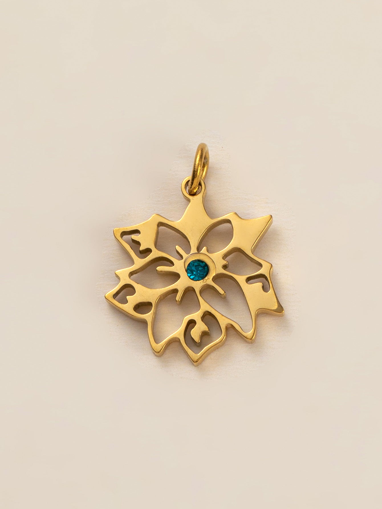 Square Floral Titanium Steel Plated Pendant with Cubic Zirconia Charm Bar for Women