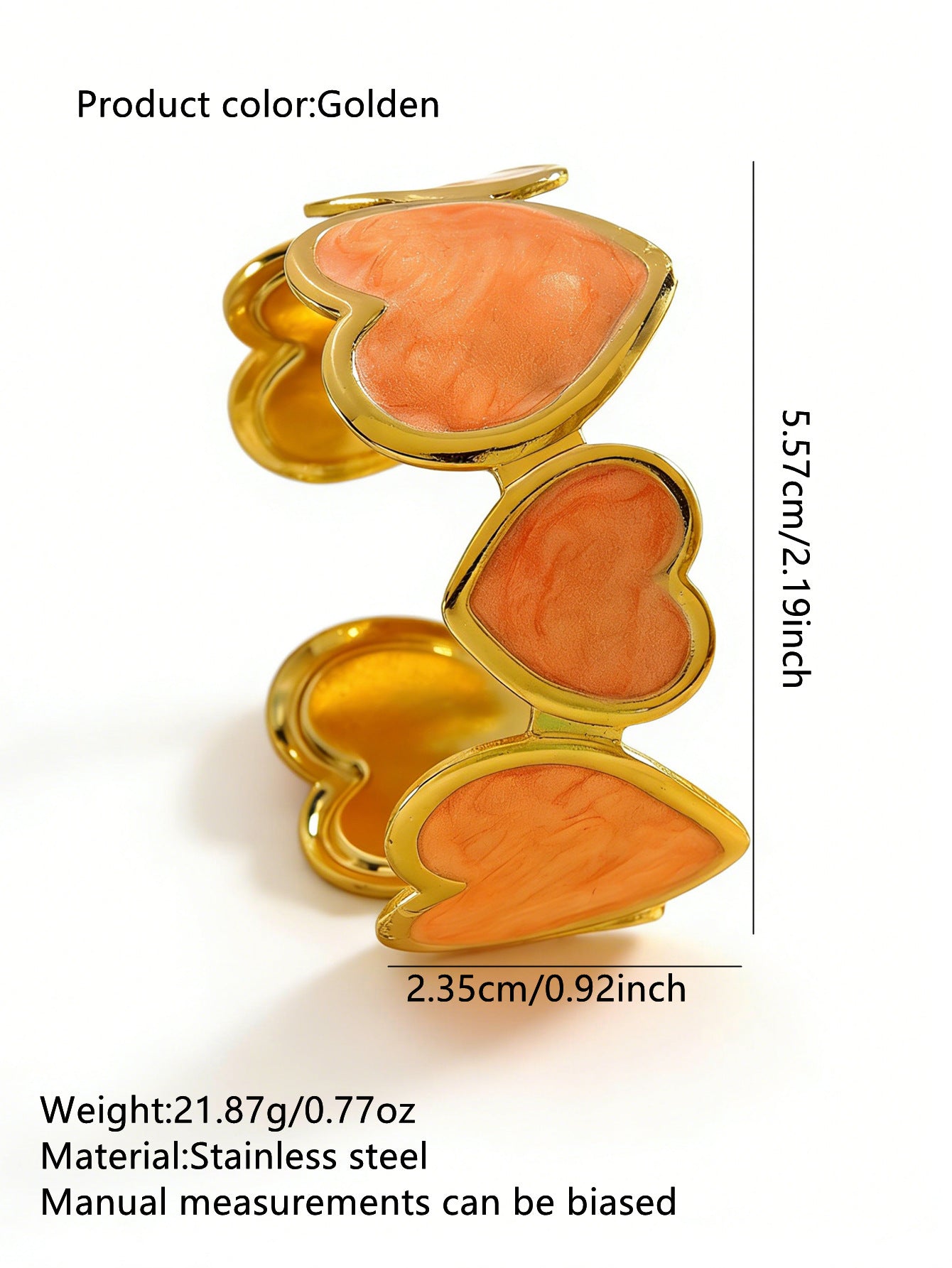 Elegant Minimalist Heart Drip Oil Stainless Steel Open Cuff Bracelet