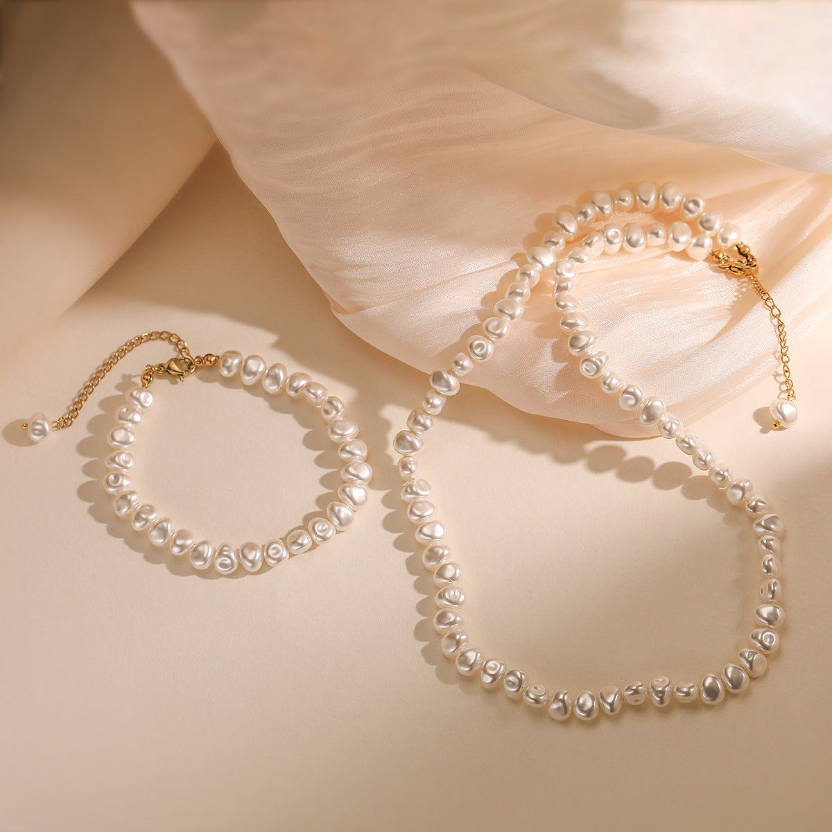 Collana Minimalista con Perle Barocche da Donna con Catena in Acciaio Inossidabile, Ciondolo Geometrico Irregolare, Elegante Design a Clavicola