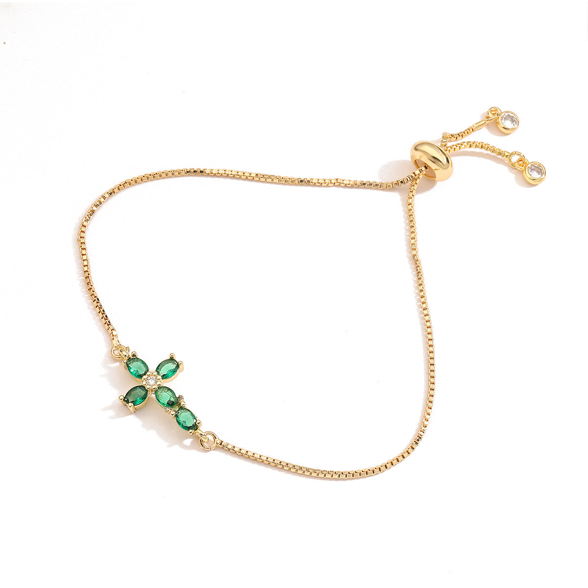 Exquisite Gold Plated Cubic Zirconia Cross Bracelet for Women