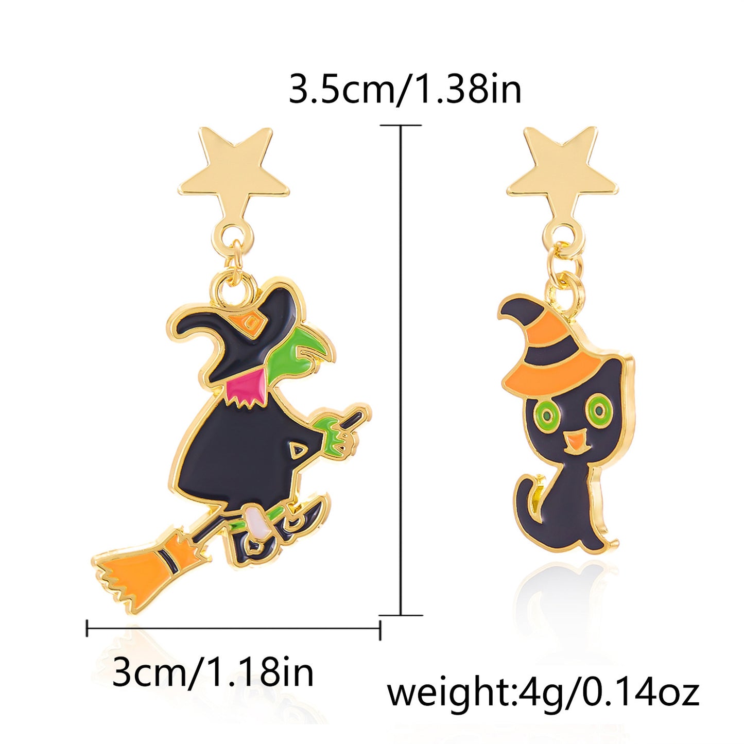 Pendientes de Calavera y Calabaza de Halloween a la Moda con Ganchos de Aleación Bañados en Oro para Mujer
