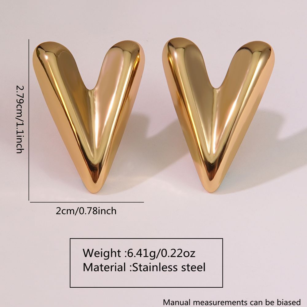 Sweet Streetwear Heart Plated Stainless Steel Earrings
