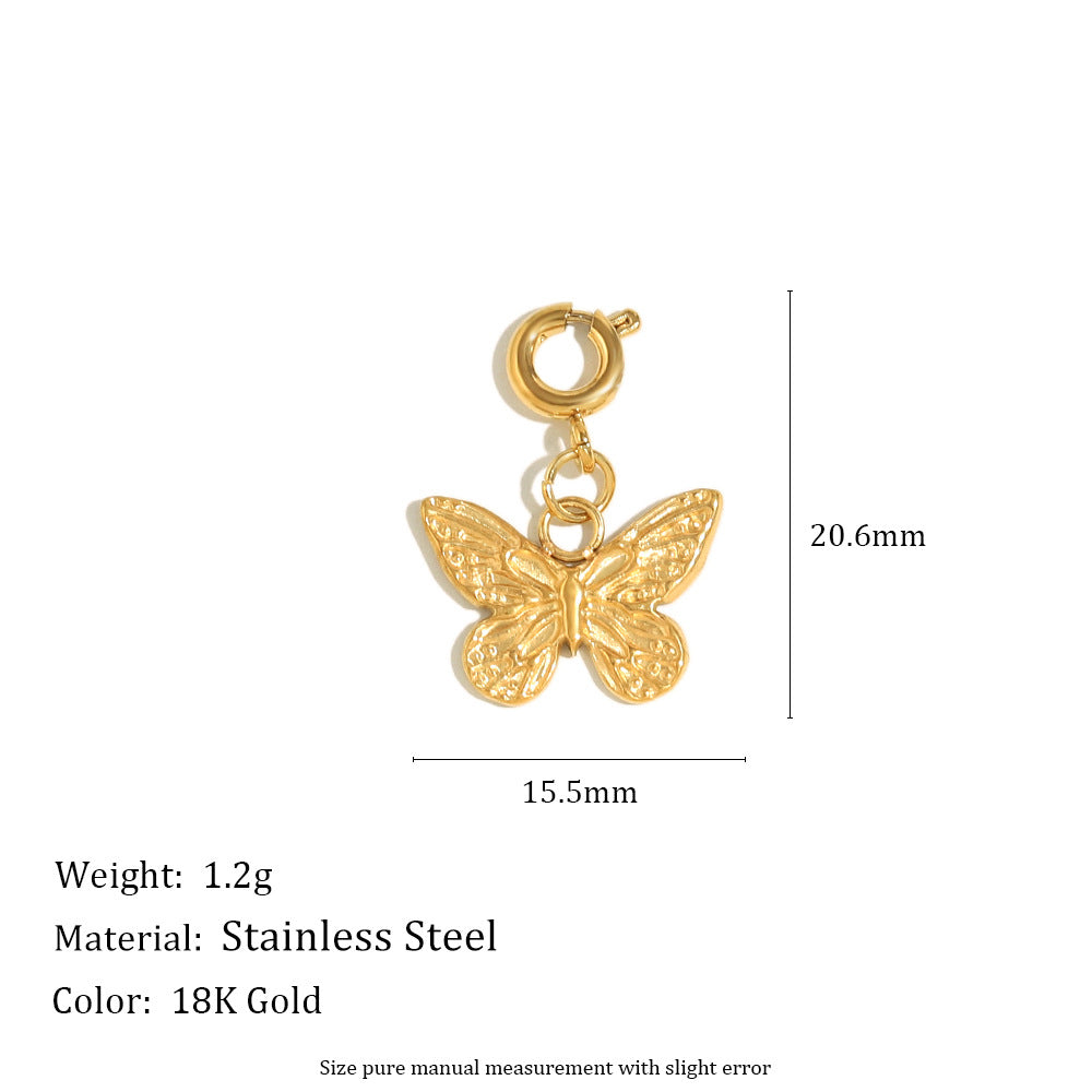 18K Gold Plated Stainless Steel Animal Charm Bar Pendant