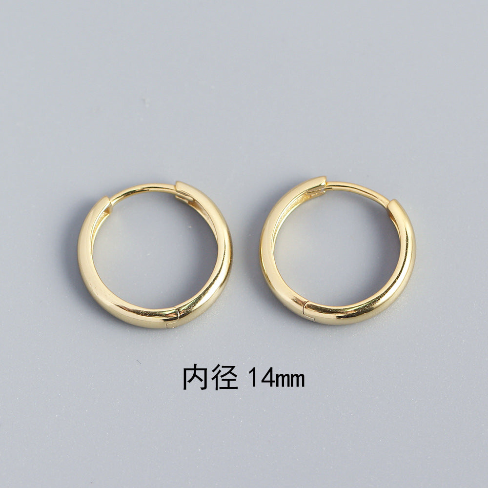Minimalist Geometric Shaped S925 Sterling Silver Hoop Earrings with Plated Finish