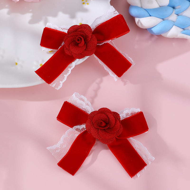 Fermaglio per capelli a farfalla stile naturale per ragazze con volant in pizzo e dettagli in rete in tenui colori pastello