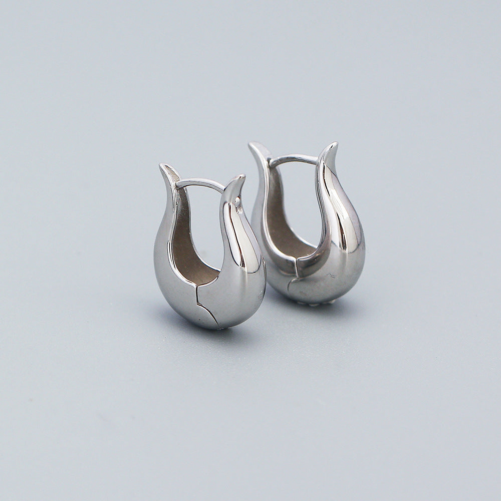 Minimalist Elegant 925 Sterling Silver Geometric Hoop Earrings