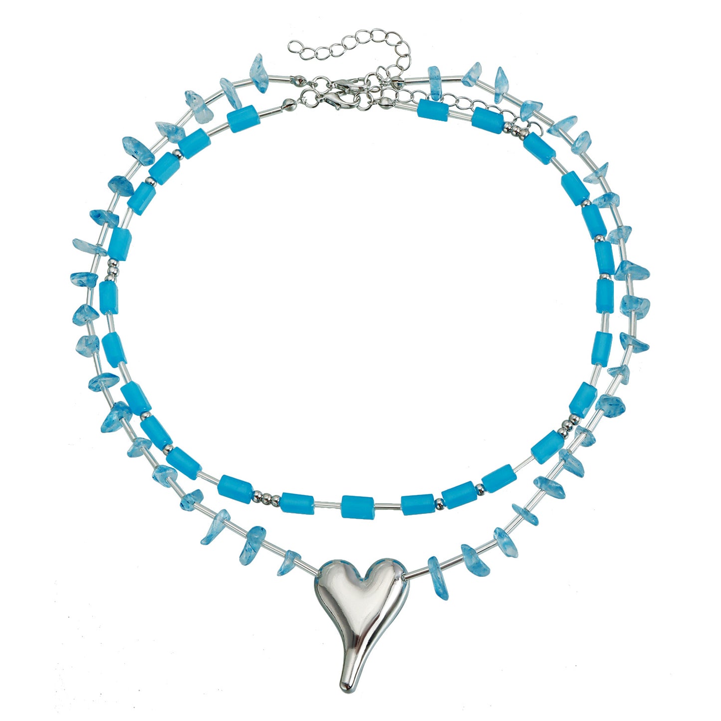 Fashionable Geometric U-Shaped Alloy Necklace for Women with Plated Finish and Heart Pendant