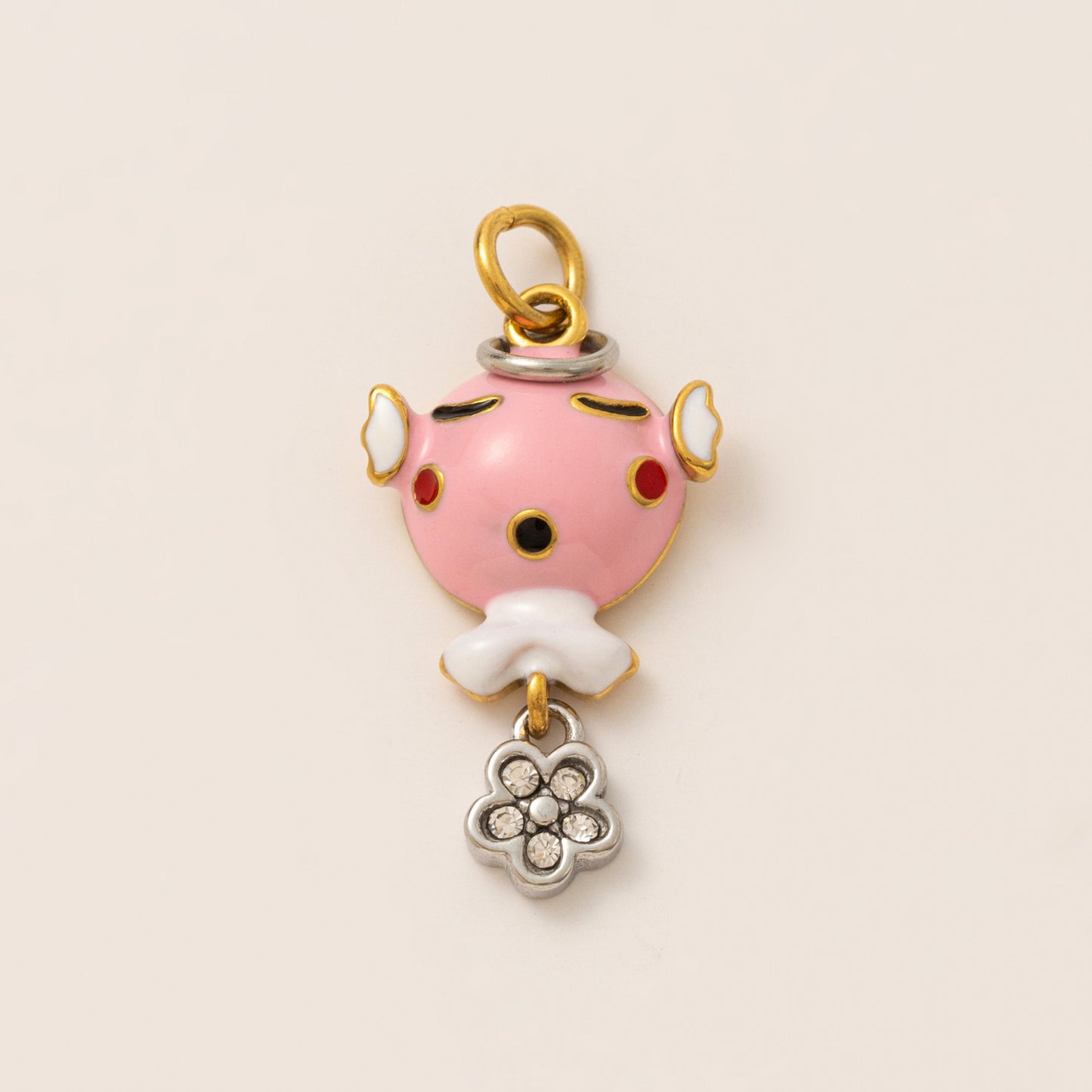 Sweet Drip Oil PVD Gold Plated Brass Stainless Steel Animal Charm Bar with Rhinestone for Women