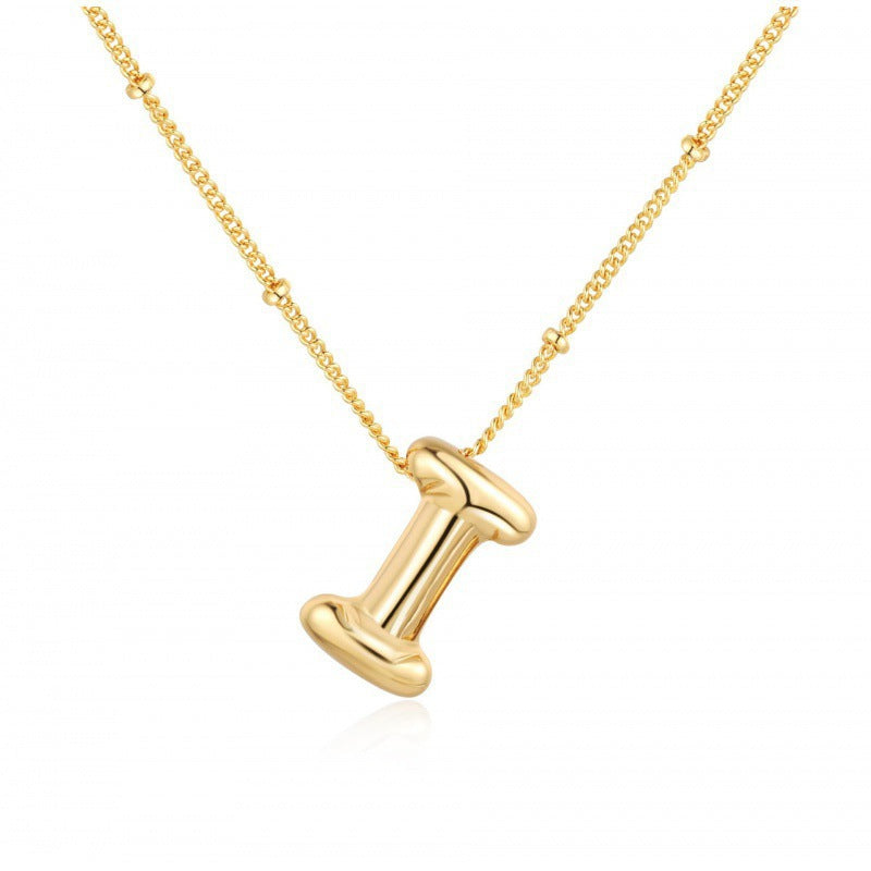 Gold Plated Brass Letter Pendant Necklace for Women