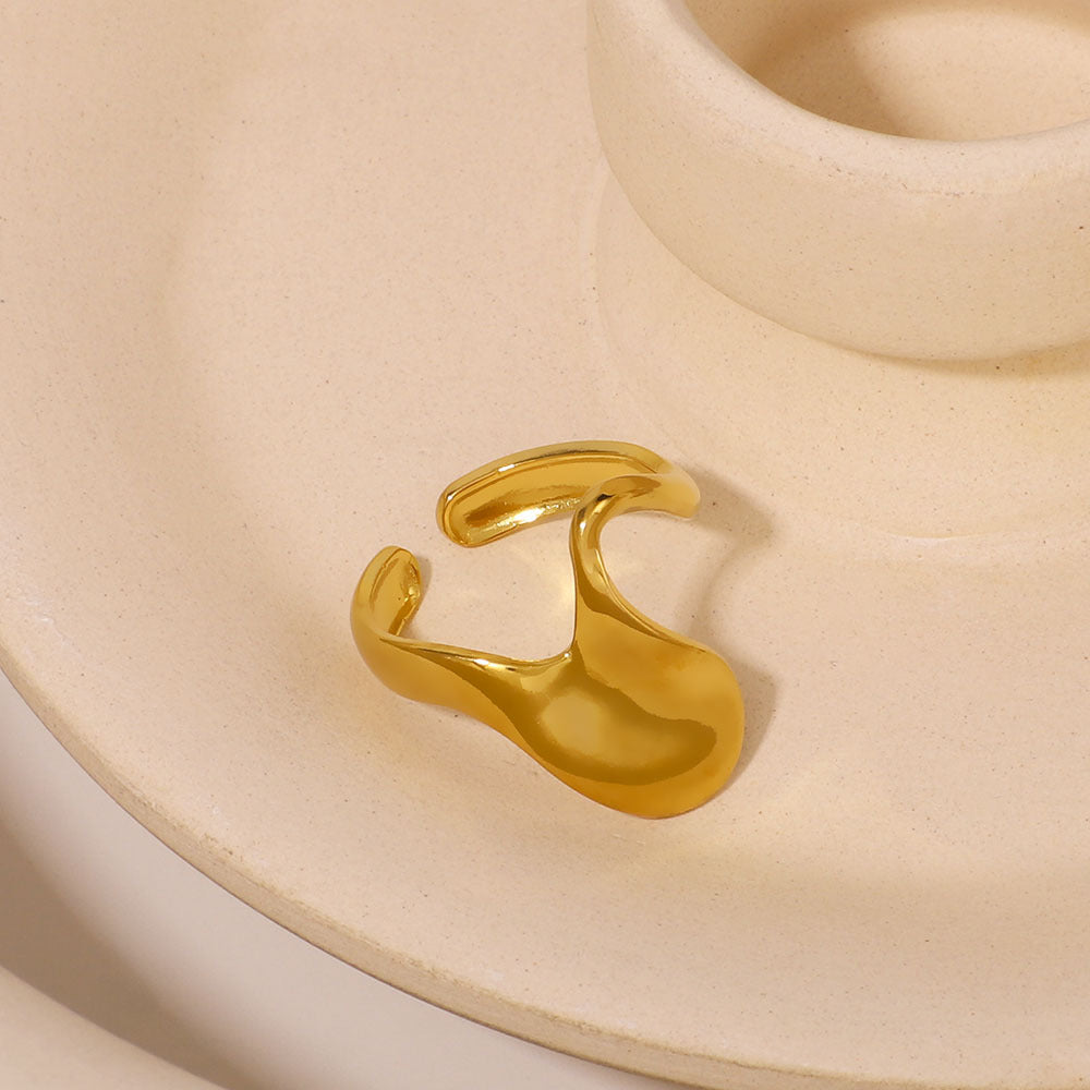 Anello in Acciaio Inox a Torsione Geometrica con Superficie Testurizzata per Gioielli di Moda Unisex Ipoallergenici