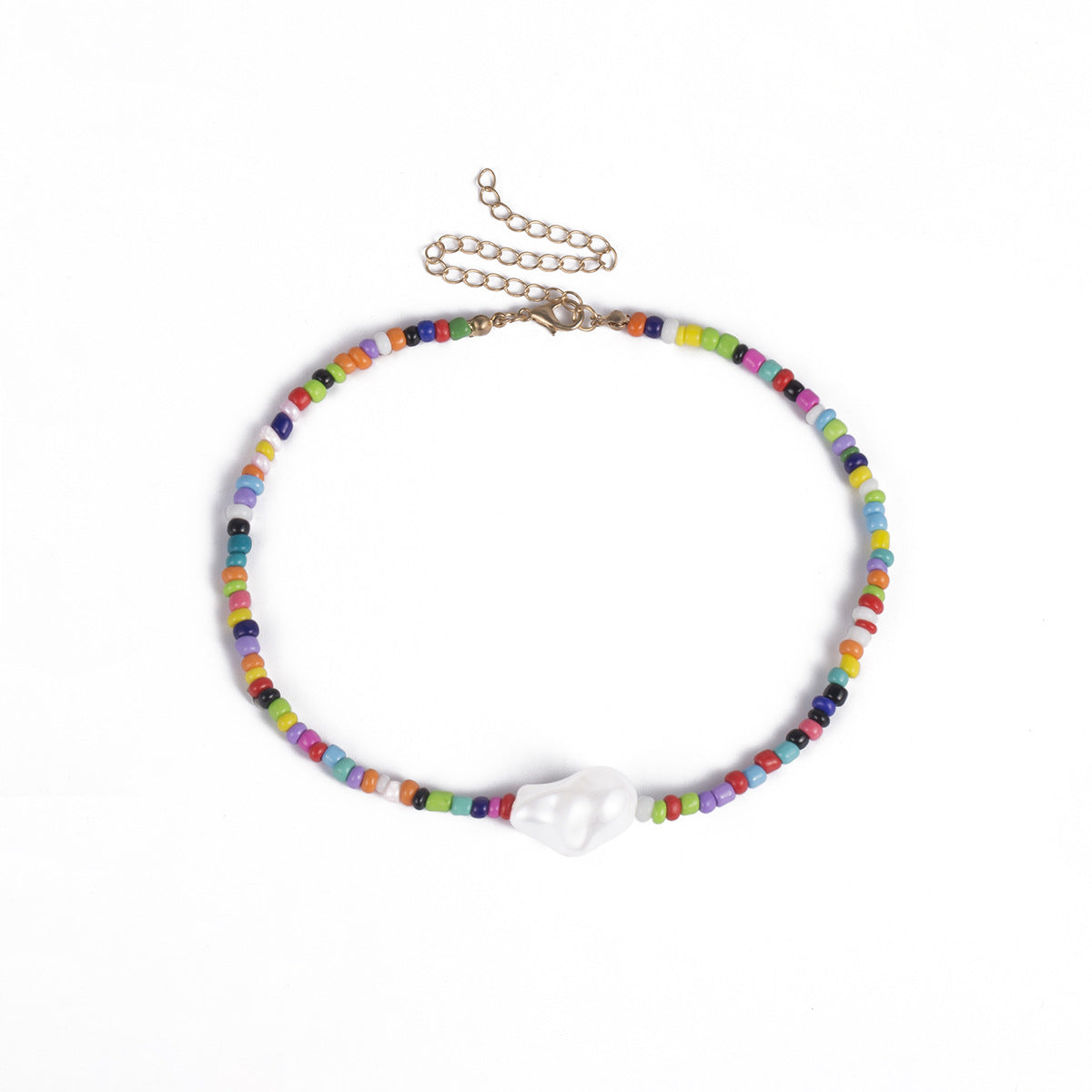 Collana con ciondolo geometrico a forma di cuore vintage, con catena in metallo galvanizzato e dettagli in perle sintetiche, da donna