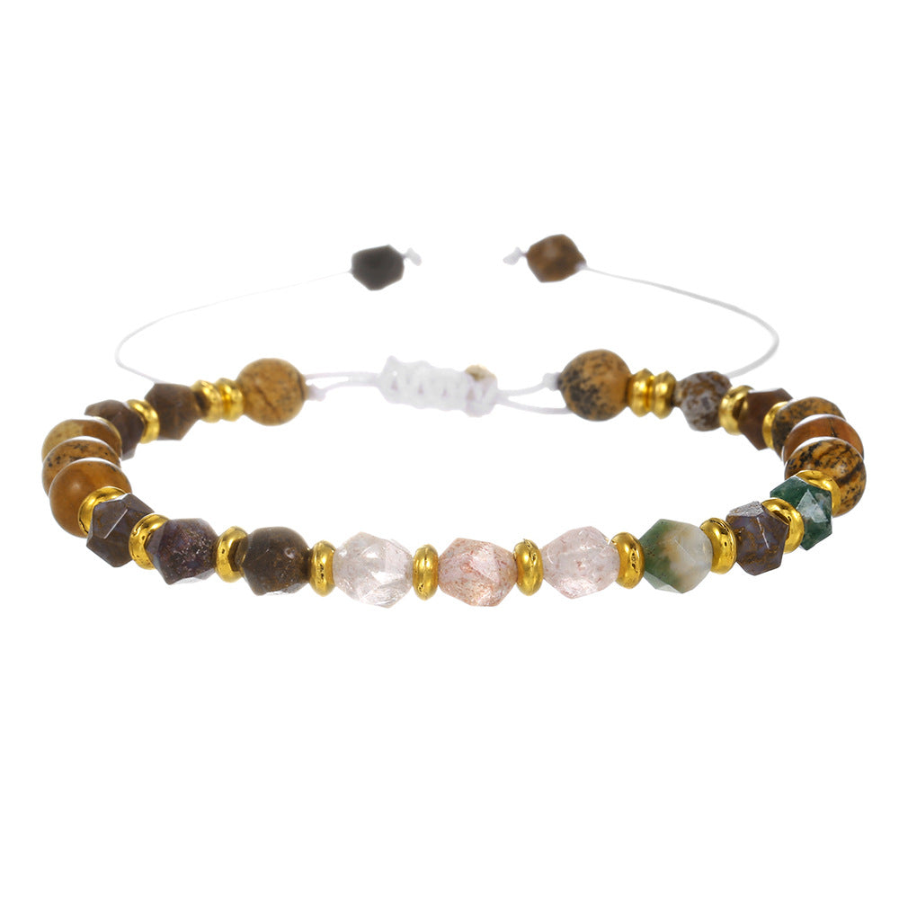 Handmade Bohemian Style Adjustable Beaded Bracelet for Women with Colorful Semi-Precious Stones and Geometric Round Beads