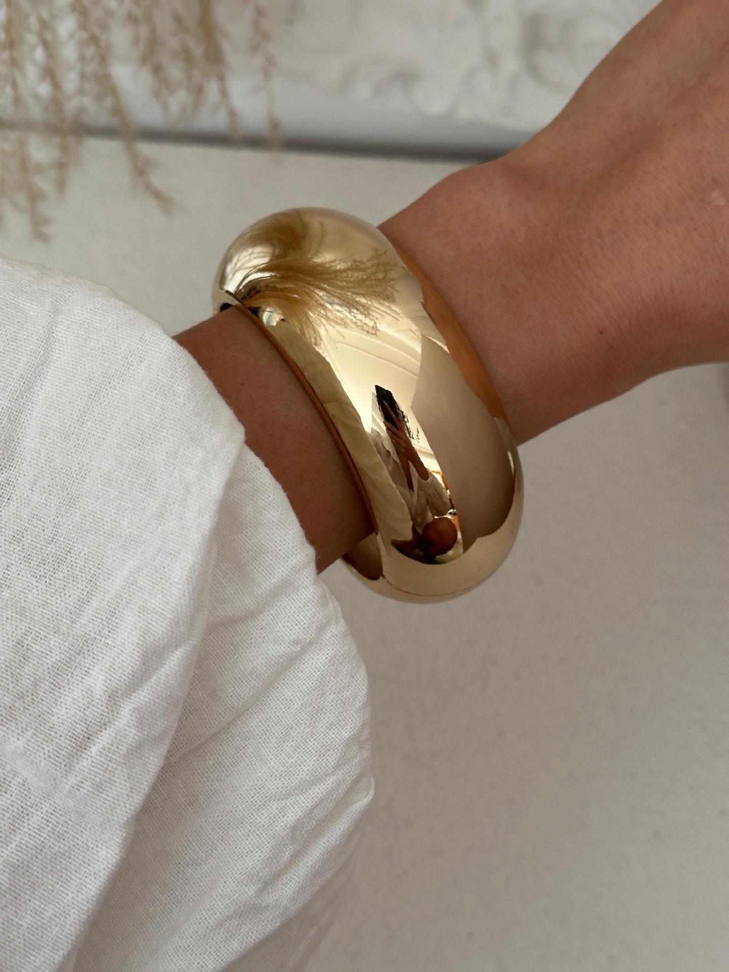 Punk Minimalist Round Geometric Plated Alloy Cuff Bracelet
