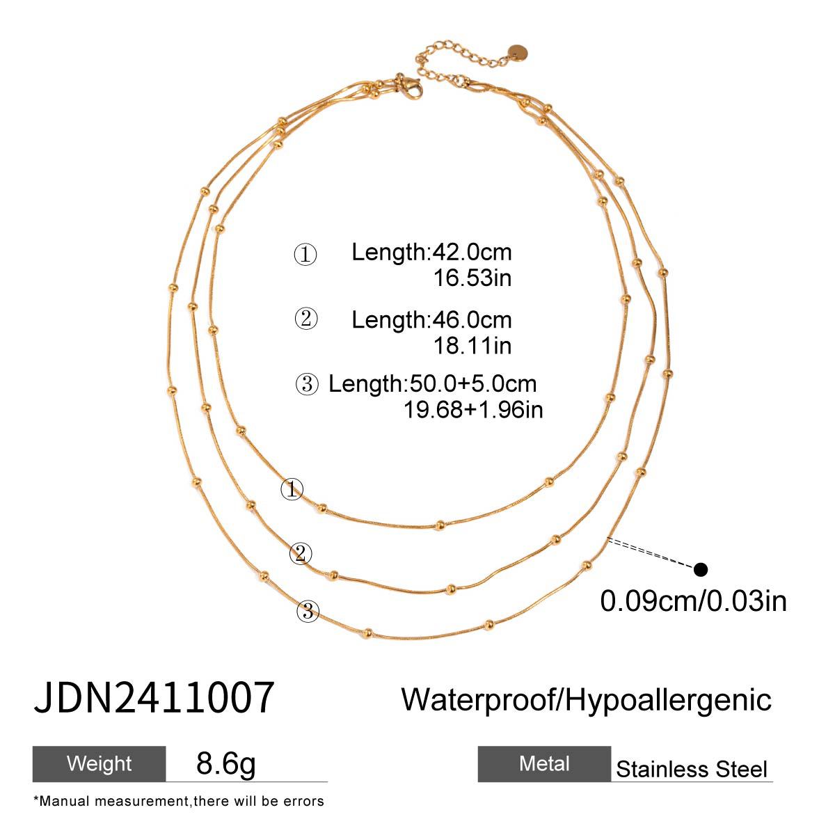 Collana geometrica multistrato di perline alla moda in acciaio al titanio placcato 18K per donna