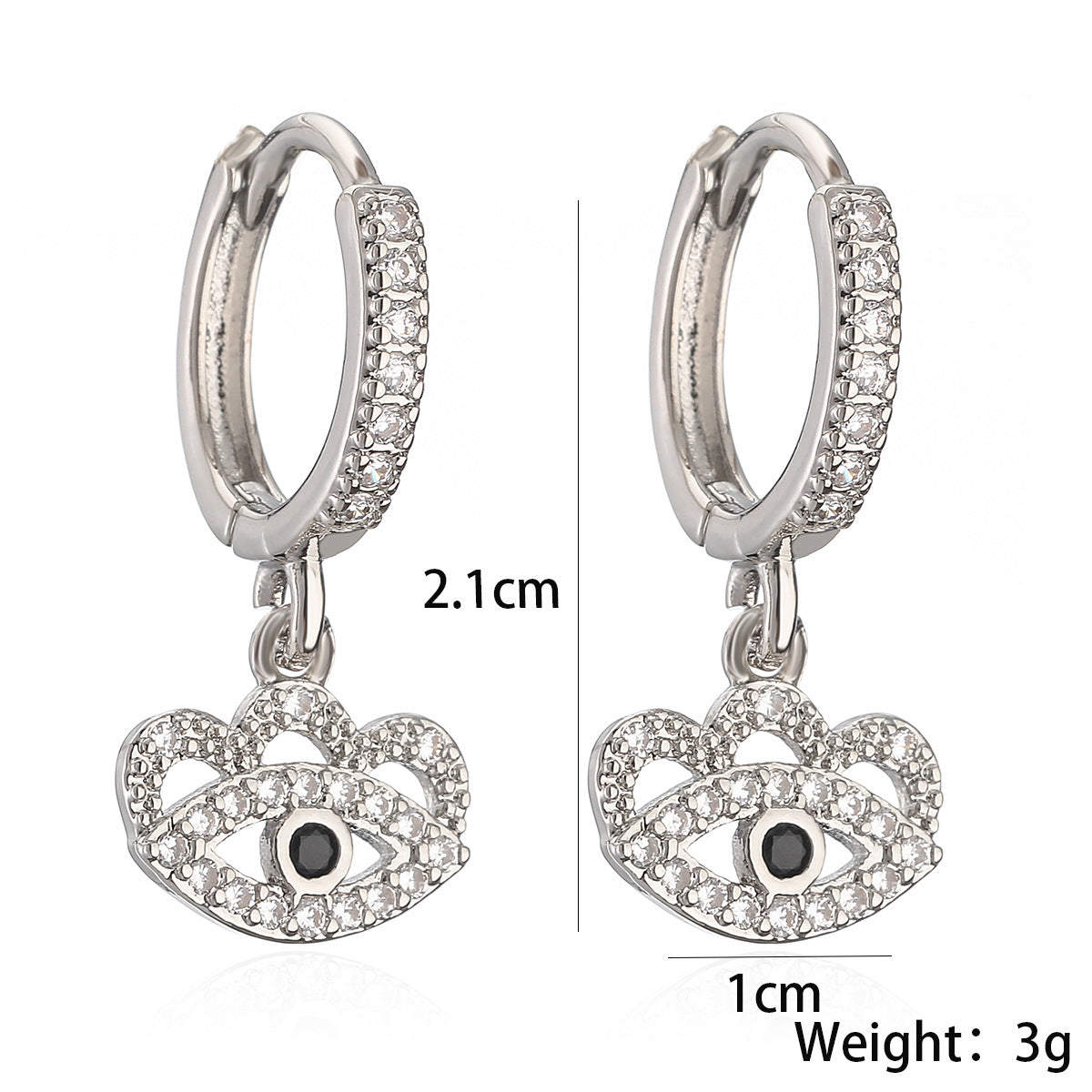 Minimalist Geometric Eye-Shaped Earrings in Brass with Real Gold Plating and Zircon Inlay for Women