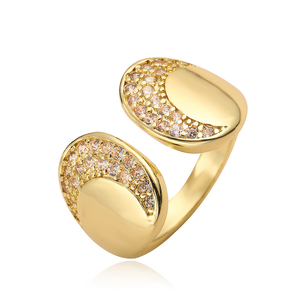 Minimalist 18K Gold Plated Brass Geometric Ring with Cubic Zirconia for Women