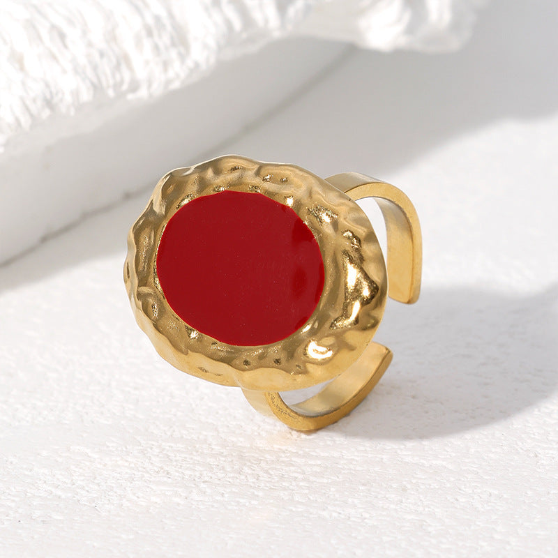 Anello rotondo minimalista in acciaio inossidabile con finitura placcata per donna Accessorio di moda a fascia aperta geometrica
