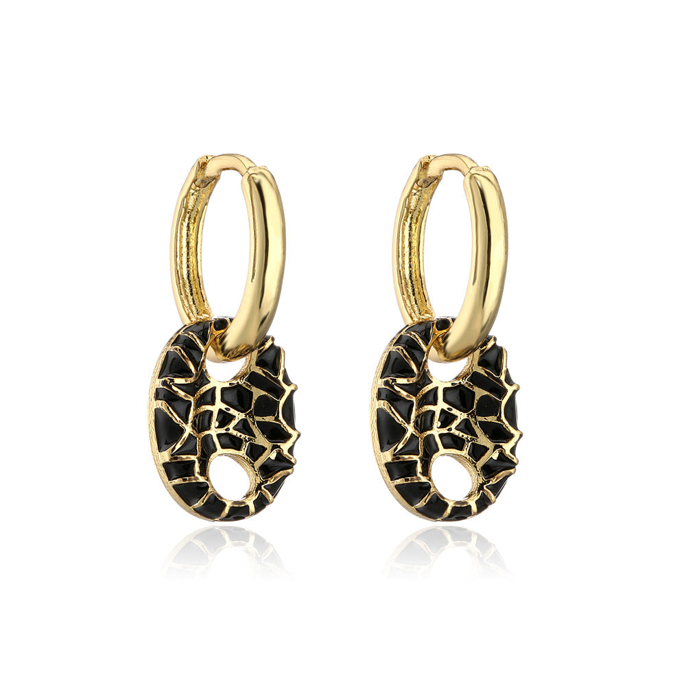 Colorful Drip Oil Geometric Gold Plated Brass Earrings for Women