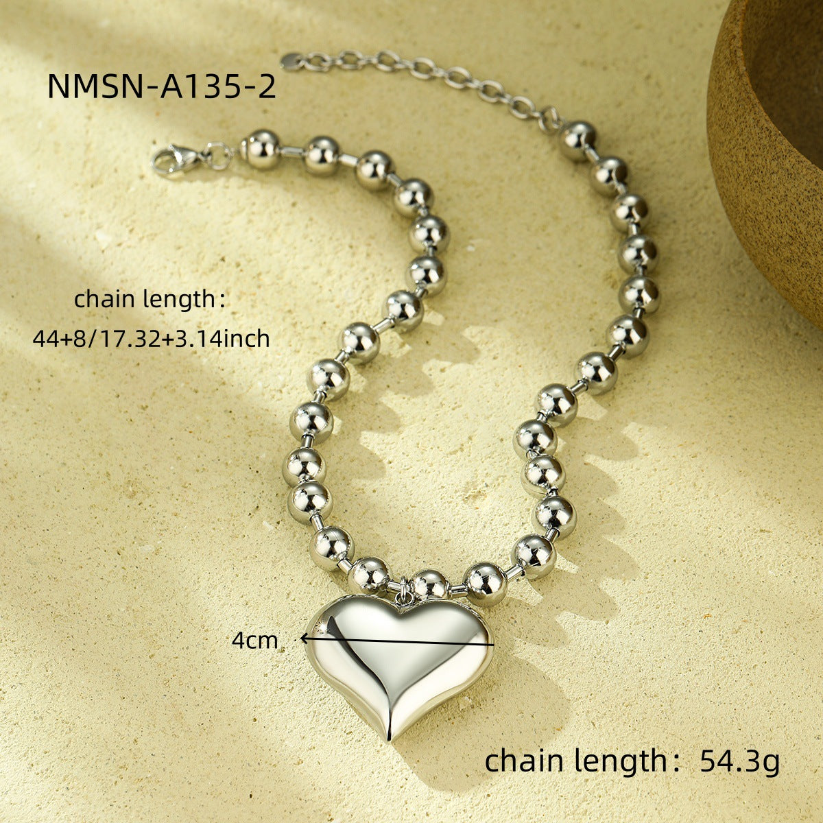 Fashionable Heart-Shaped Stainless Steel Pendant Necklace with Electroplated Finish for Women