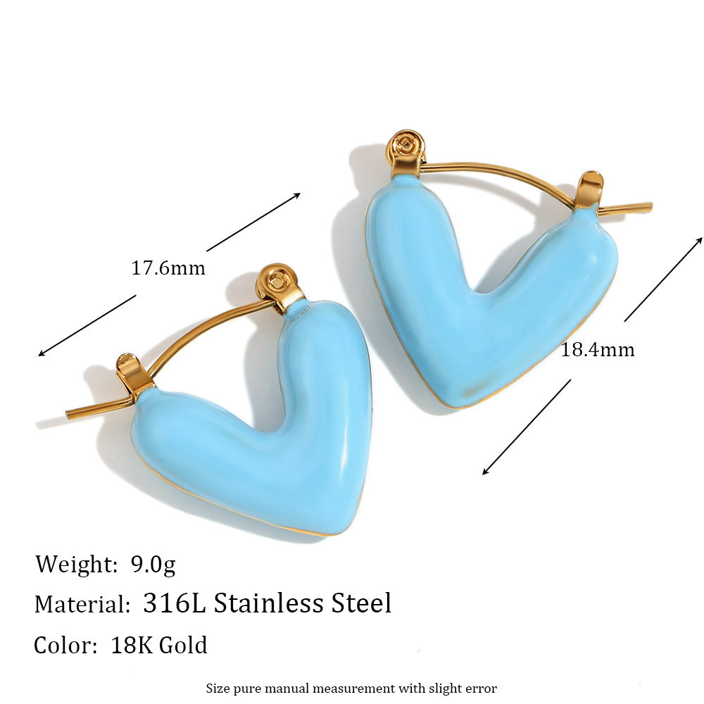 Pendientes de acero inoxidable con forma de triángulo geométrico minimalista y chapado en oro de 18 quilates para mujer