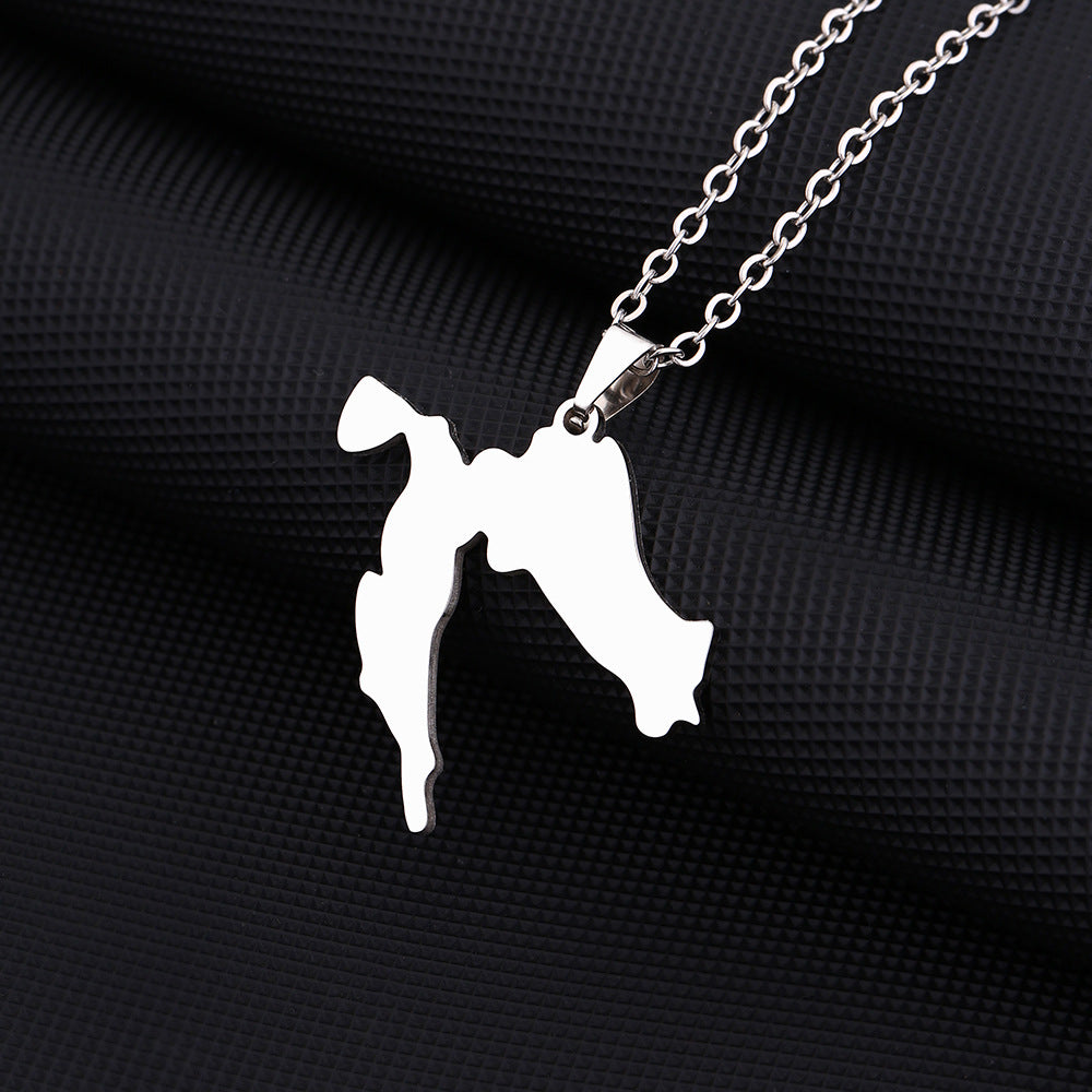 Collana con Pendente Geometrico Minimalista in Acciaio Inossidabile con Ciondolo in Acciaio al Titanio e Finitura Placcata, Unisex