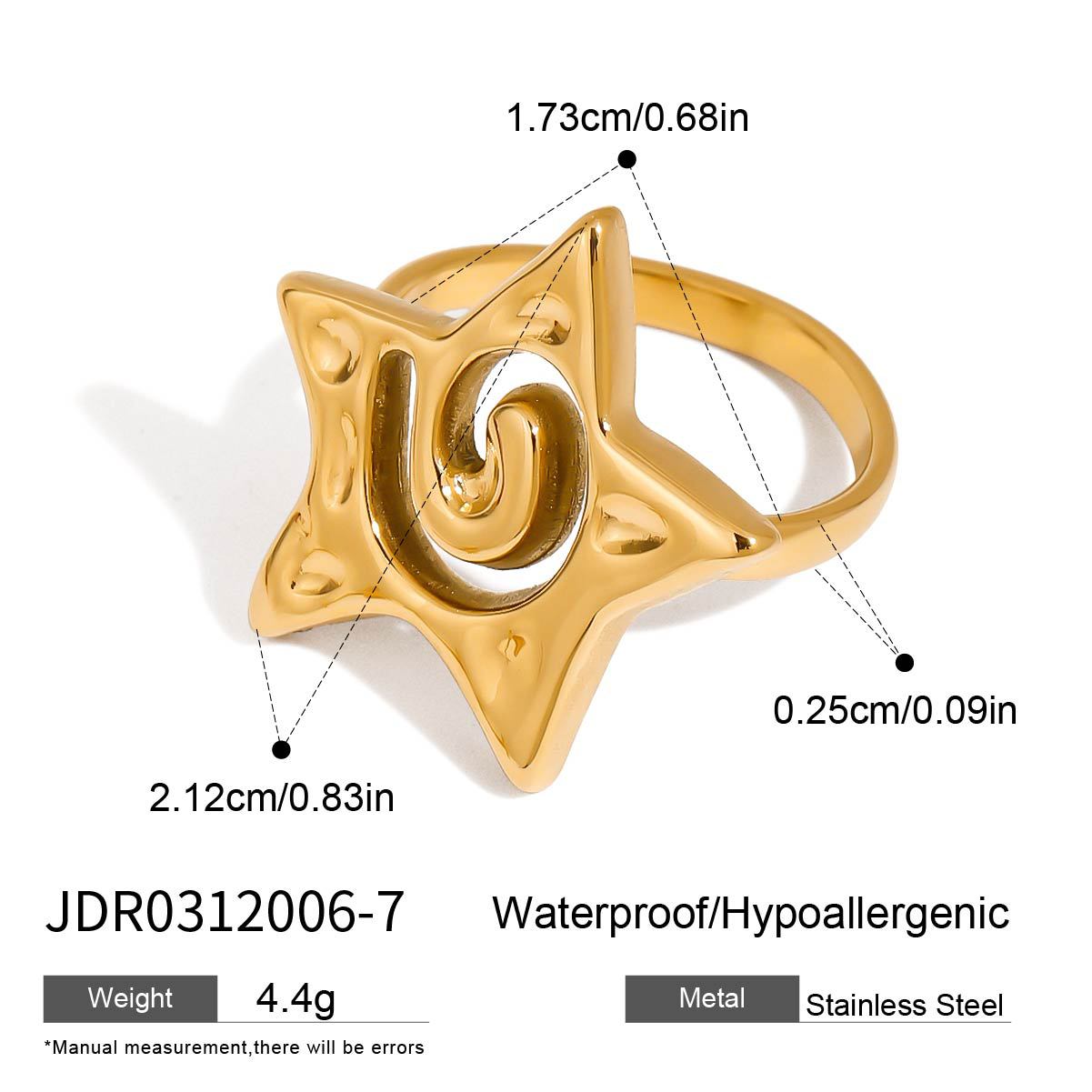 Minimalist Geometric Star Stainless Steel Plated Ring for Women