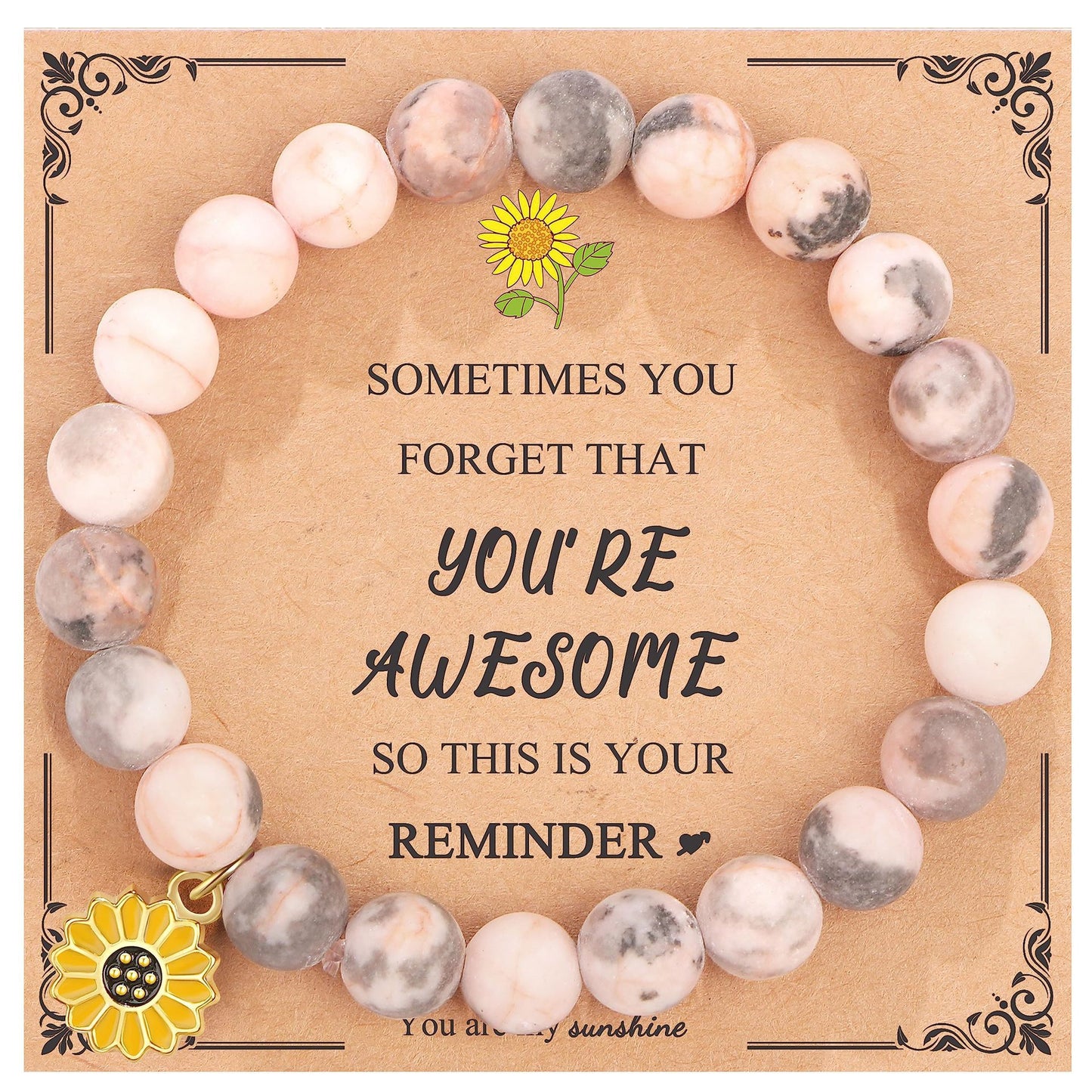 Sweet Floral Sunflower Gemstone Charm Bracelet for Women