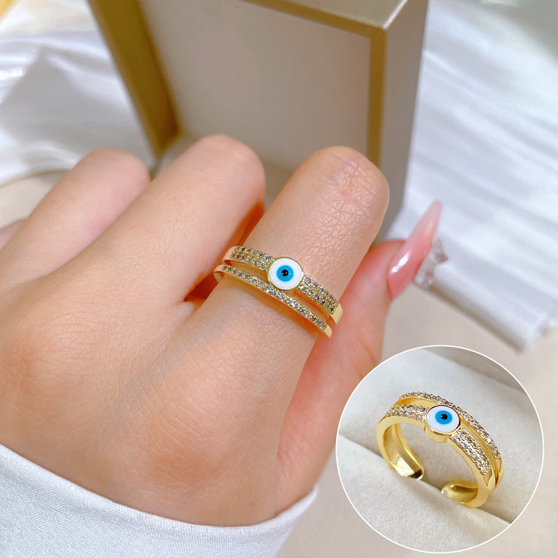 Minimalist Gold-Plated Brass Ring with Crown Shape and Zircon Inlay for Women