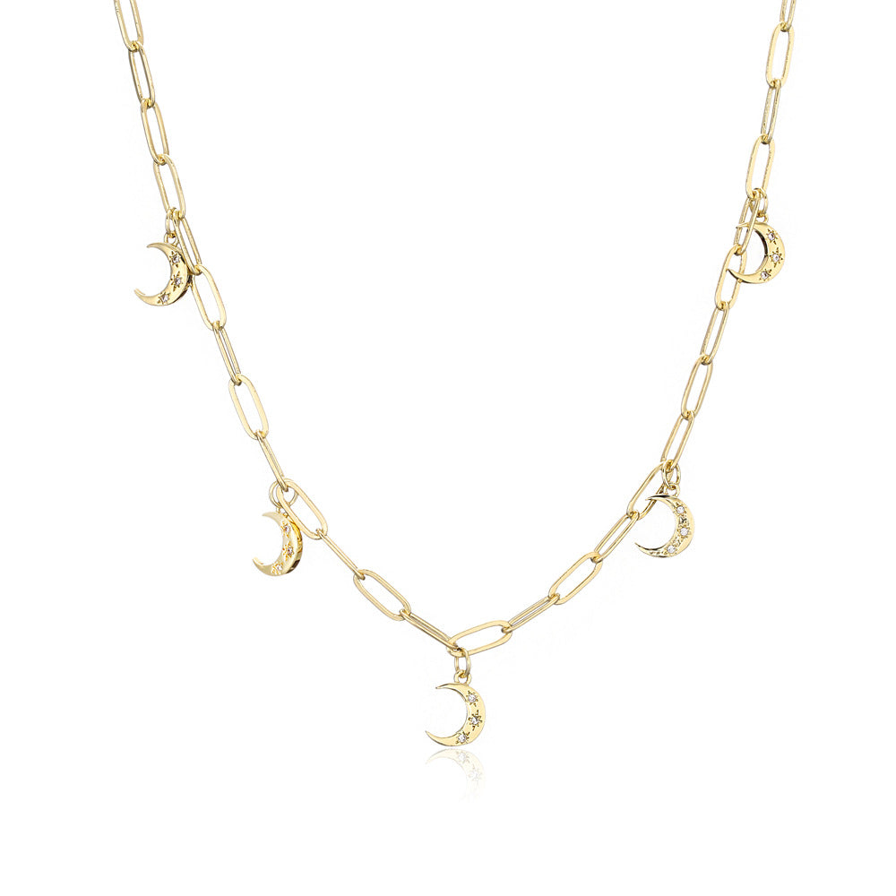Geometric Gold Plated Brass Evil Eye Pendant Necklace for Women