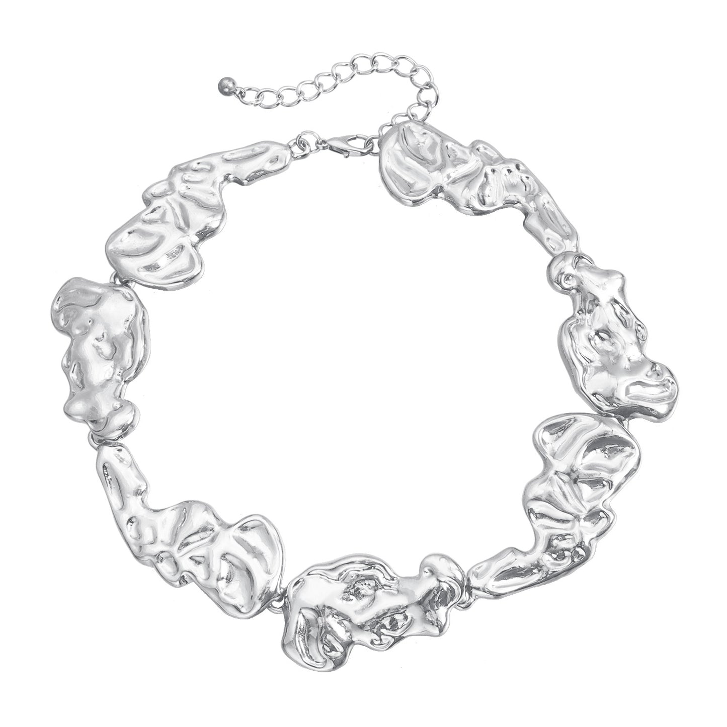 Irregular Lava-Shaped Geometric Pendant Necklace in Alloy with Electroplated Finish for Women