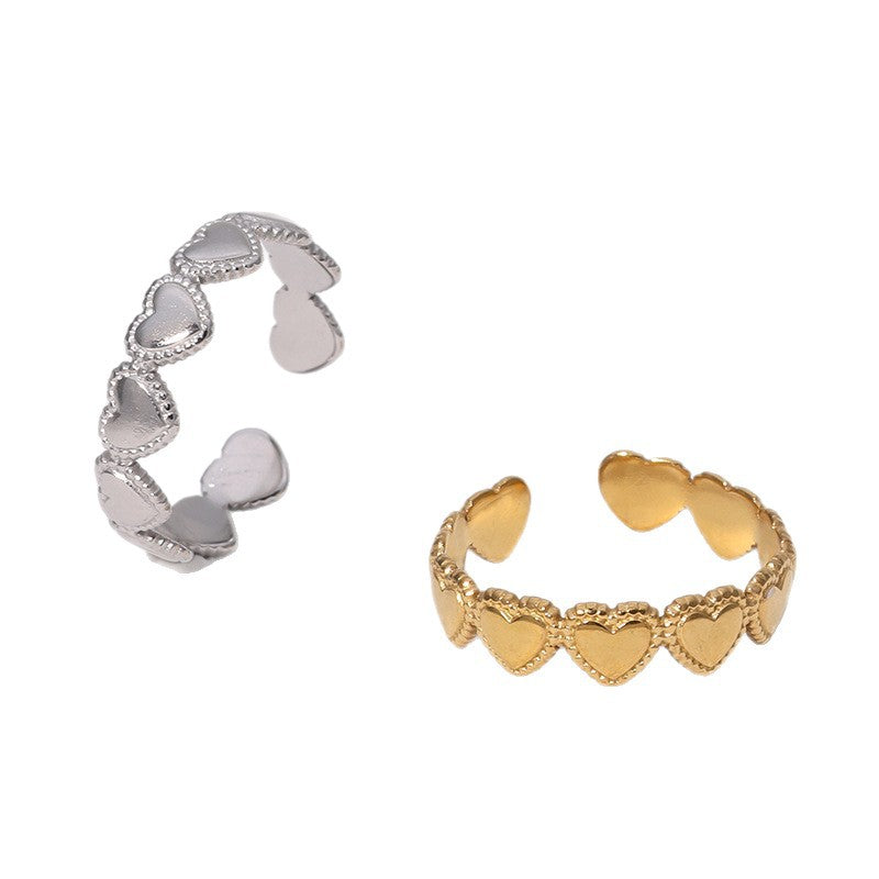 Minimalist 18K Gold Plated Stainless Steel Heart Open Ring for Women