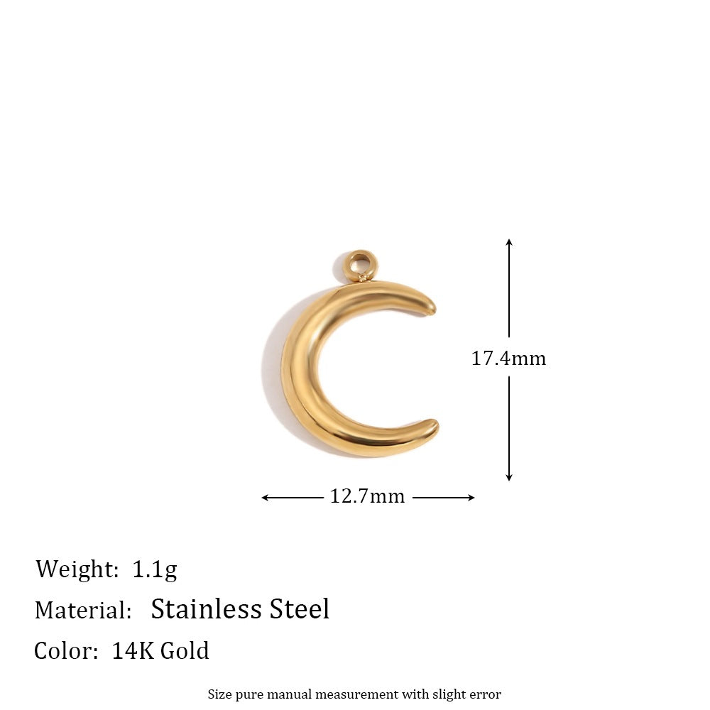 Minimalist Geometric Pendant with 14K Gold Plated Stainless Steel Round Heart Shape and Greek Key Pattern for DIY Jewelry Making