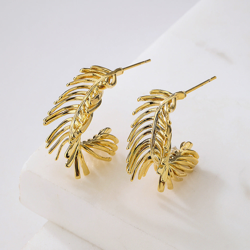 Orecchini irregolari geometrici in rame placcati oro 18K da donna, gioielli per orecchie alla moda e minimalisti