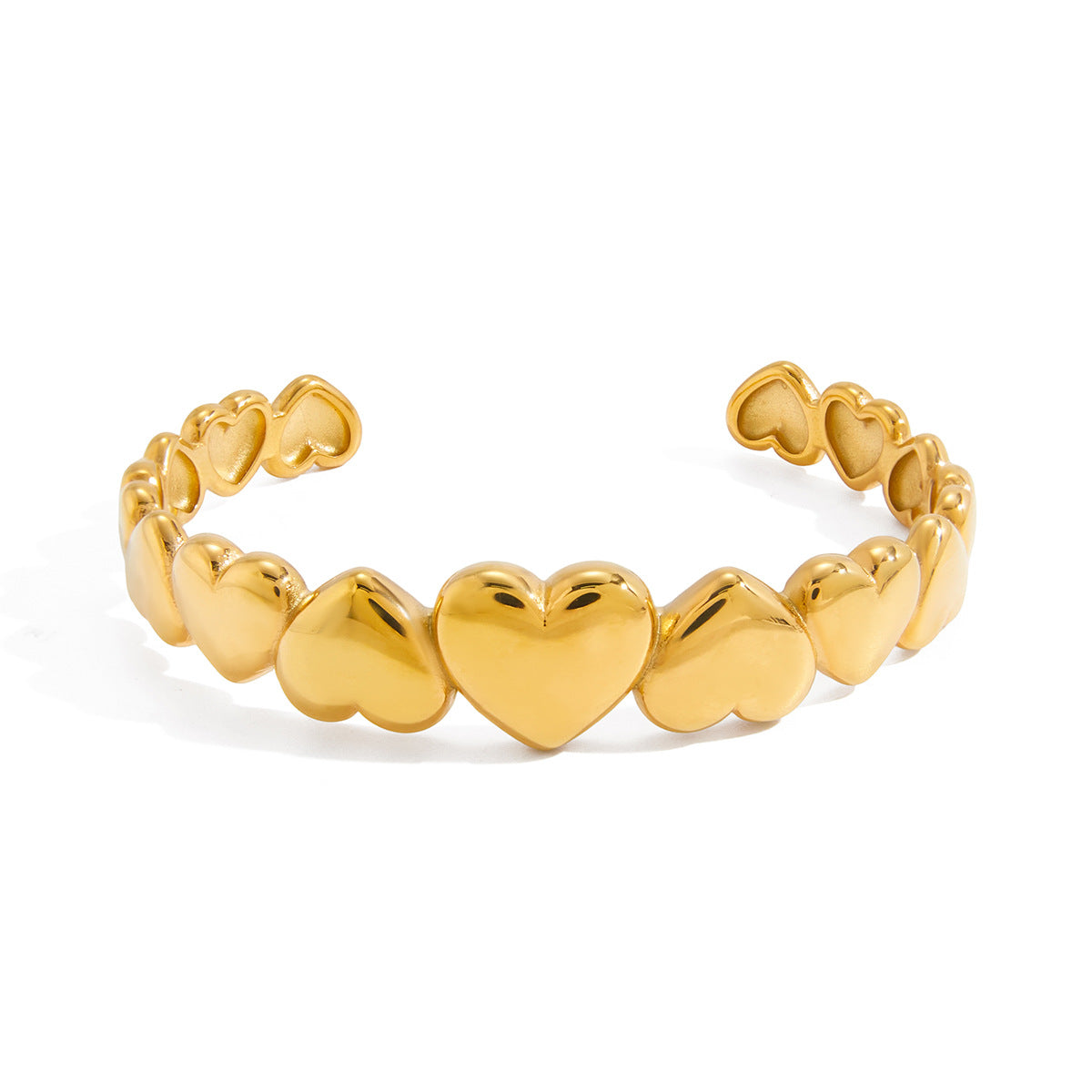 Luxury 18K Gold Plated Heart Stainless Steel Cubic Zirconia Bracelet