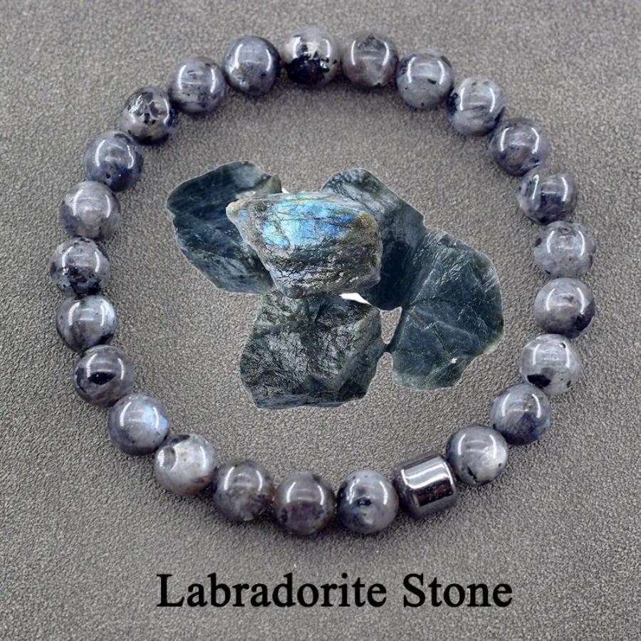 Geometric Agate Beaded Bracelet with Floral Pattern Unisex Natural Stone Jewelry