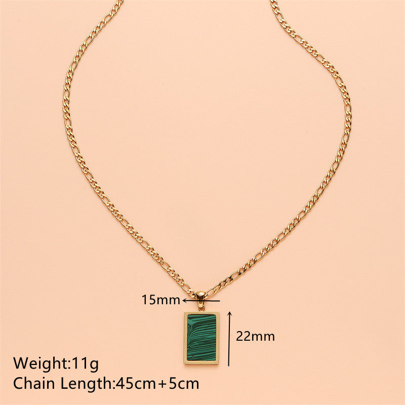 Korean Sweet Geometric Shell Pendant Necklace 18K Gold Plated Stainless Steel Women's Sweater Chain