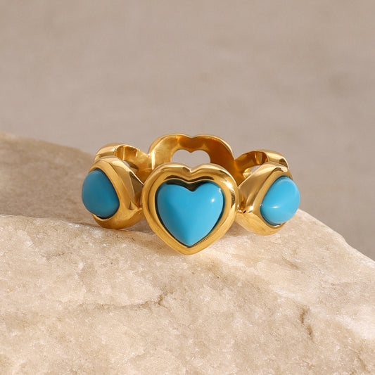 Minimalist Heart-Shaped Stainless Steel Ring with Plated Finish for Women