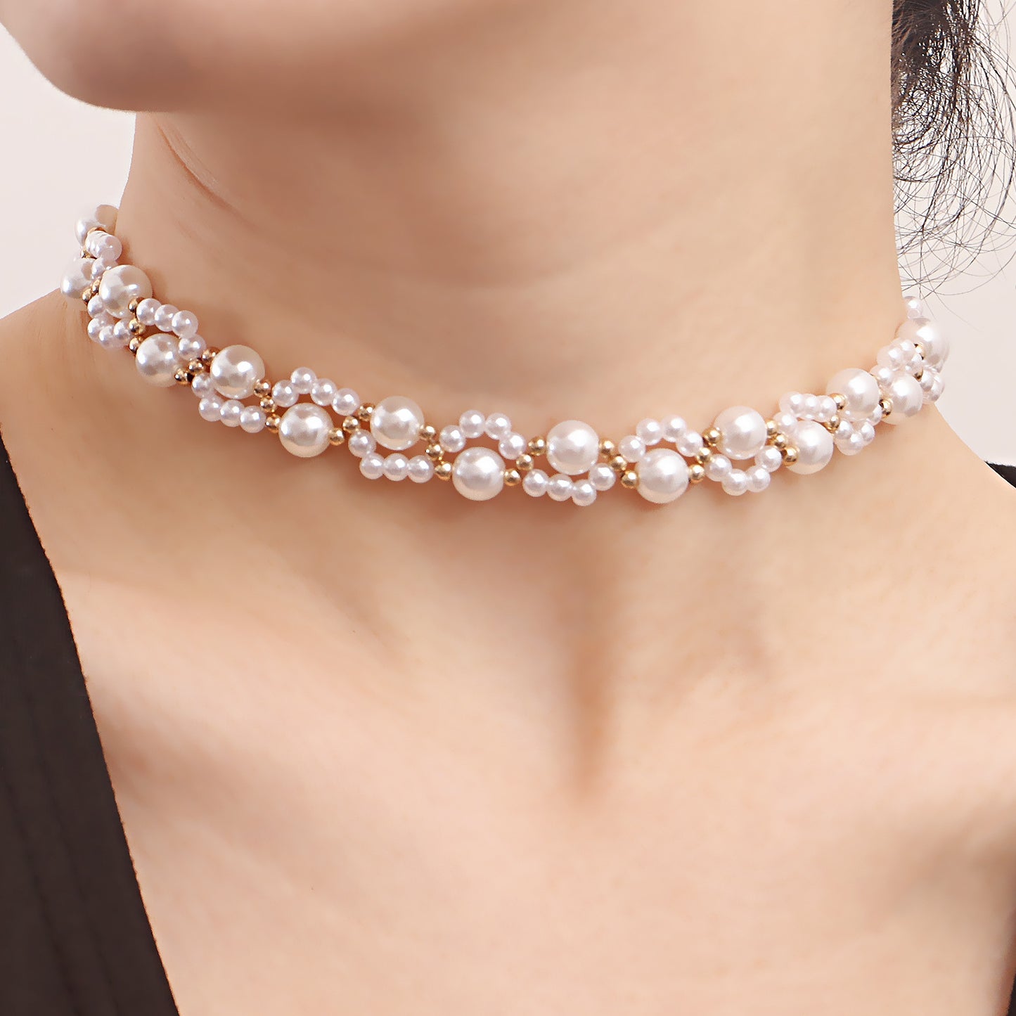 Conjunto de collar y pulsera de aleación geométrica con baño de metal para mujer