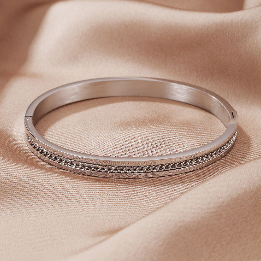 Round Geometric Plated Stainless Steel Bracelet for Women