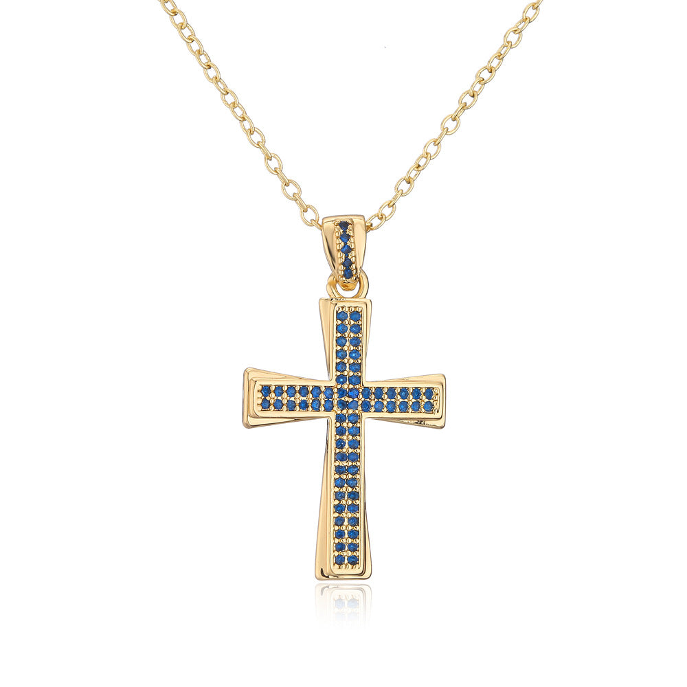 Collana con Ciondolo Geometrico Vintage da Donna con Base in Rame Placcata Oro 18K e Intarsi in Zirconi Colorati