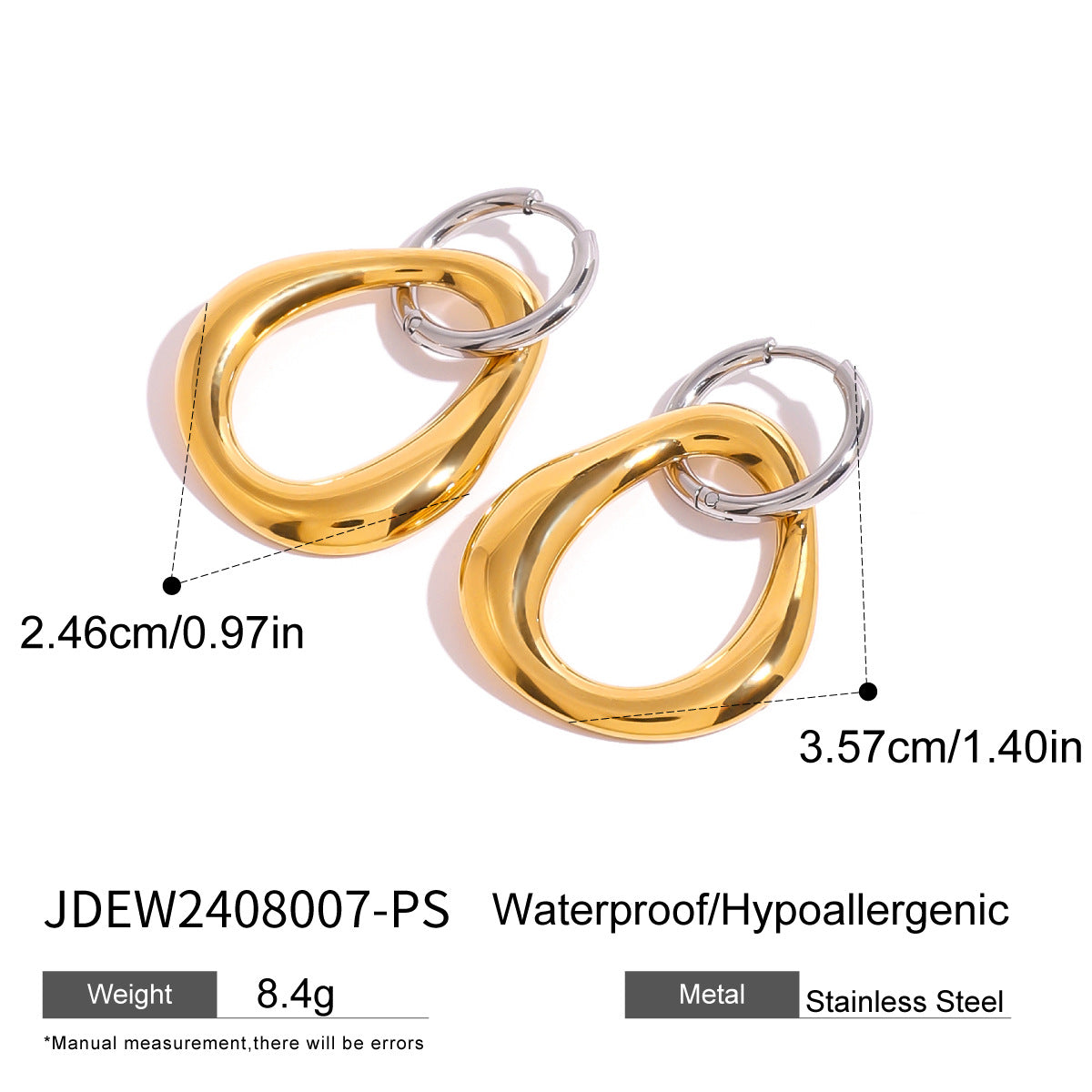 Orecchini da donna geometrici minimalisti in acciaio inossidabile con placcatura oro e argento
